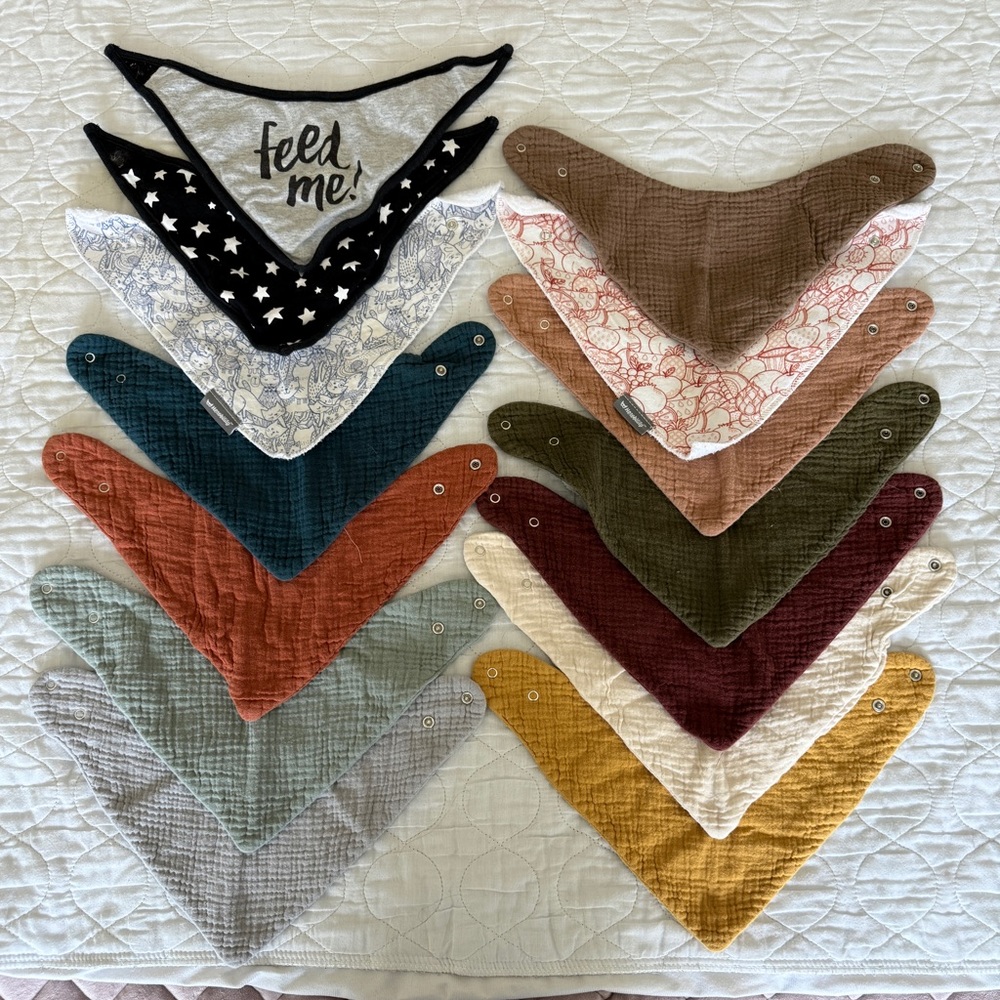 Cotton Baby Feeding Bibs - Lot of 14